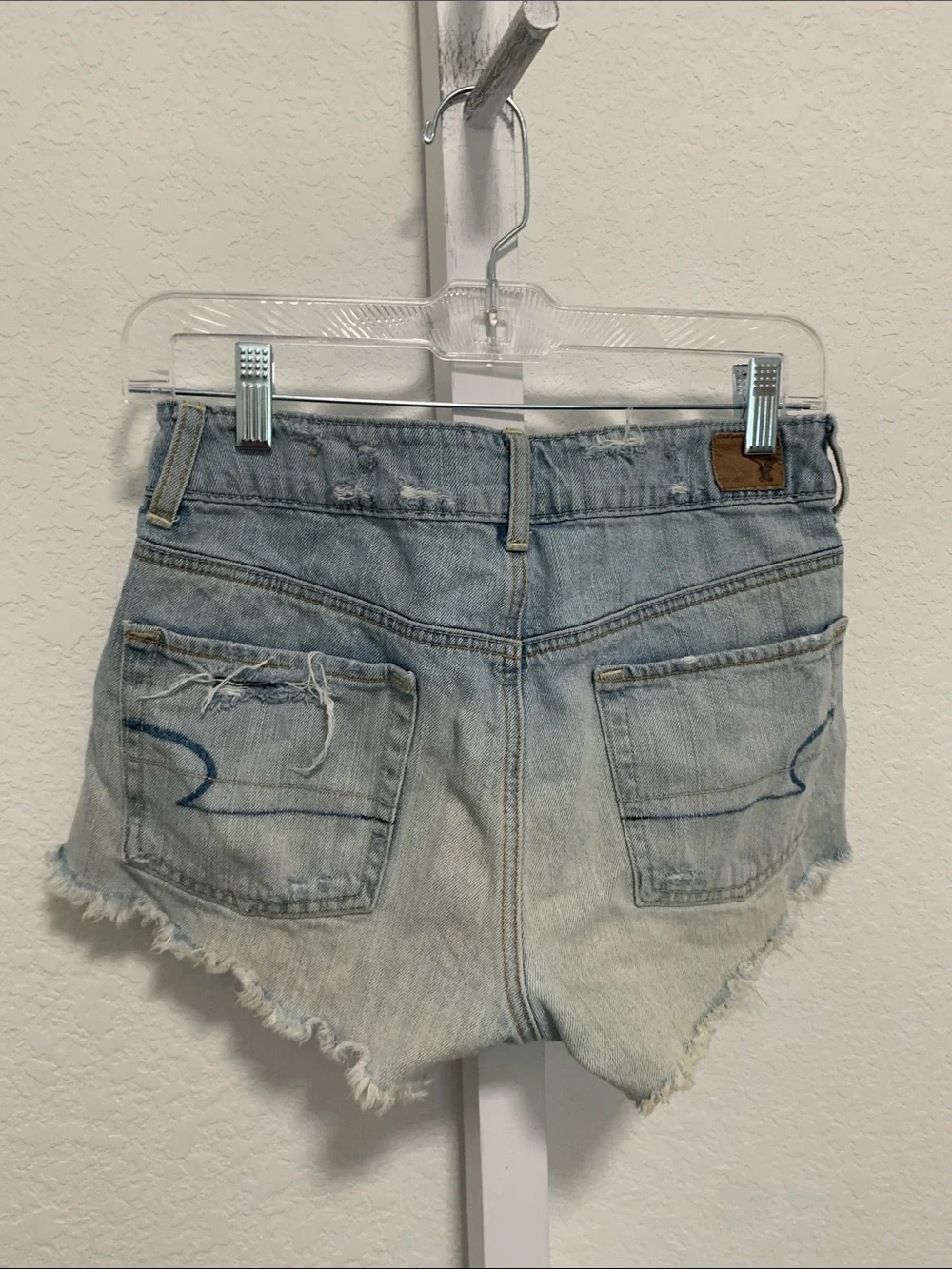 Y2K American Eagle Outfitters Light Blue Distressed Denim Shorts
